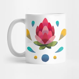 Light Open Simple Protea Bud Stamp Mug